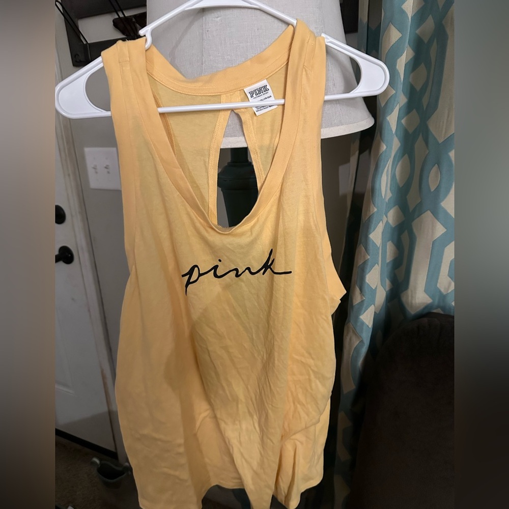 Yellow PINK Tank Top With Open Back